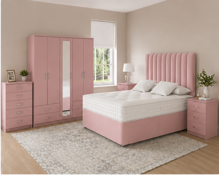 right_view (1) Large Capacity Bedroom Suite - Chest of Drawers , Wardrobe and Bed Side Tables - Image 1