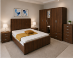Modern King Size Bedroom Set - with Five Door Wardrobe With Four Drawer - Chest of Five Drawers With Two Bed Side Table