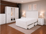 King Bed Furniture Set - Six Door Wardrobe With Four Drawer - Chest of Five Drawers With Two Bed Side Table - Image 2