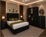 Modern Luxury 3 Door Wardrobe Bedroom Set - Chest of Drawers and Side Tables