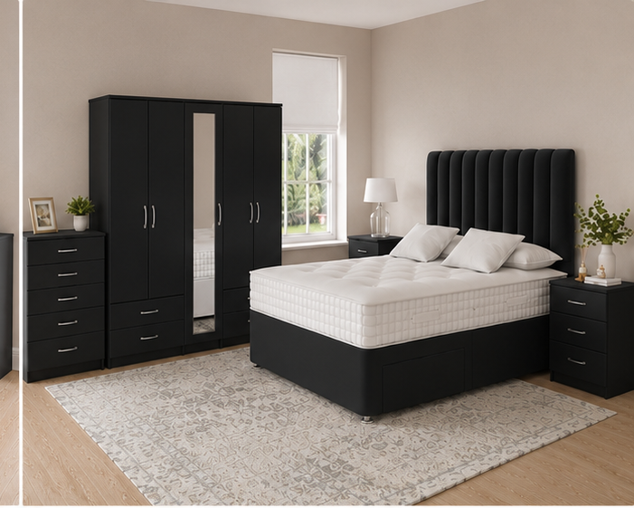 right_view(1) Luxury Storage Bedroom Furniture Set – Bed, Chest, Bedside Tables & Wardrobe - Image 1