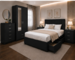 Elegant Black Bedroom Furniture Set - Smart Storage Wardrobe, Chest of Drawers & Modern Design - Image 2