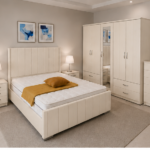 Luxury Cream Color Bedroom Suite - 5 Door Wardrobe, Side Tables & Chest of Drawers