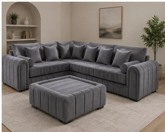 right_view_sectional_grey Lilly Modern 5 Seater L-Shape Sofa - Grey Lilly 5 Seater Sofa Set - Image 1