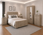 Premium Fabric Bed with Wardrobe, Chest & Bedside Tables - Image 2