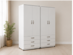 4 Door Wardrobe with Drawers – Modern Bedroom Storage Cabinet with white colors - Image 5
