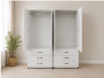 4 Door Wardrobe with Drawers – Modern Bedroom Storage Cabinet with white colors - Image 3