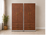 Modern 4 Door Wardrobe with 6 Bottom Drawers - Premium Organizer 4 Door Wardrobe