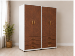 Modern 4 Door Wardrobe with 6 Bottom Drawers - Premium Organizer 4 Door Wardrobe - Image 3