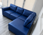 Blue Premium 4 Seater Leather Sofa - Image 5