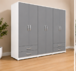 Deluxe 6 Door Wardrobe with 4 Drawers - Wooden 6 Door Storage Wardrobe - Image 5