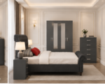 Luxury grey Velvet Complete Bedroom Furniture Set – Bed, Wardrobe, Chest & Bedside Tables - Image 2