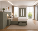 Premium Wooden Bedroom Suite – 4 Door Wardrobe, 5 Drawer Chest & Bedside Tables - Image 2