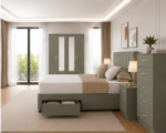 Premium Wooden Bedroom Suite – 4 Door Wardrobe, 5 Drawer Chest & Bedside Tables - Image 3