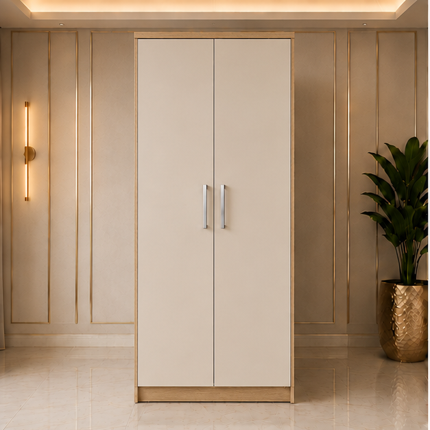 silk_oak_front_view (1) Modern Living Two Door Wardrobe - Elegant Home Double Door Wardrobe - Image 1
