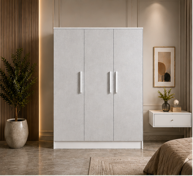 silver_front_view Modern Home Furniture – Premium 3 Door Wardrobe - 3 Door Wardrobe - Image 1