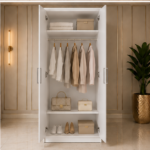 Premium Two Door Wooden Wardrobe - Stylish Double Door Bedroom Wardrobe - Image 3