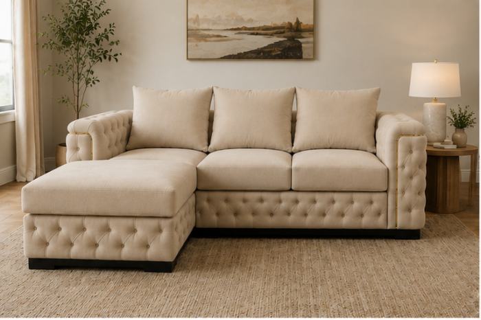 Champagne Comfort Chaise Lounge - Ivory Cloud Sectional Sofa