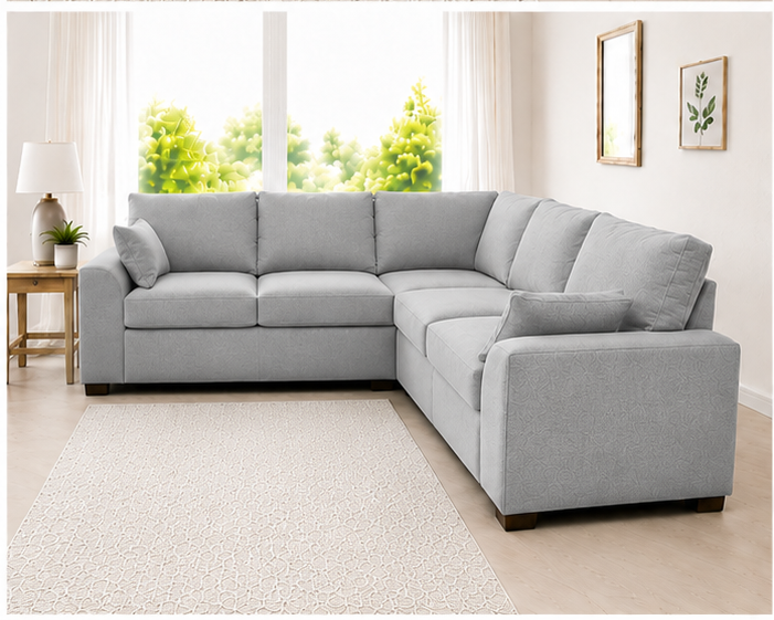 Dylan 5-Seater L-Shaped Corner Sofa – Light Grey 5-Seater Corner Sofa