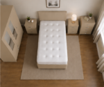 Modern Beige Bedroom Furniture Set - Mirrored Wardrobe, Chest & Bed Side Tables - Image 5