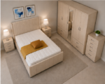 Premium Beige Bedroom Set - Full Mirror Wardrobe & Spacious Chest of Drawers - Image 5