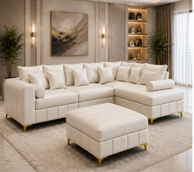 top_left (1) Lilly L-shape sofa - Lilly 4 seater sofa with off white colour - Image 1