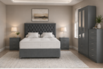 Complete Bedroom Furniture Package - King Size Bed - 3 Door Mirror Wardrobe With Two Bottom Drawers - Five Drawer Chest - Two Bedside Tables - Image 5