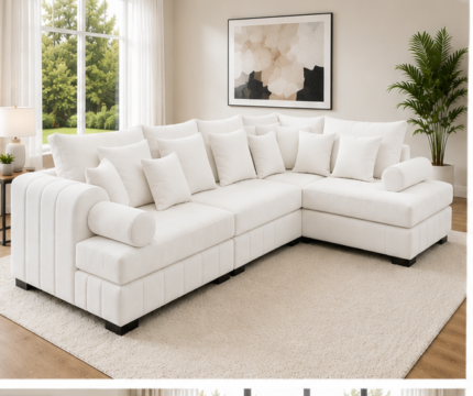 Lilly Modern 5 Seater Corner Sofa - White Lilly 5 Seater Corner Sofa