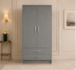 Two Door Wardrobe with Bottom Drawers with grey colors wardrobe - Stylish Two Door Storage Wardrobe - Image 5