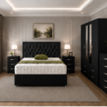 Modern Master Bedroom Package – Double Bed, Bedside Cabinets, Mirrored Wardrobe & Chest