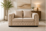 Pearl Elegance Designer Sofa - Champagne Bliss Tufted Loveseat