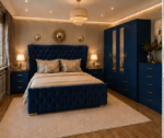 Premium Navy Blue Bedroom Set – 4 Door Wardrobe, Bedside Tables & Chest of Drawers - Image 5