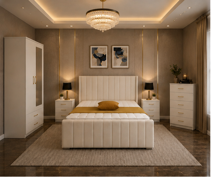 top_left (7) Contemporary Bedroom Furniture Package with Wardrobe & Chest of Drawers - Image 1