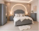 Luxury 4 Piece Bedroom Furniture Set – Double Bed, 2 Door Mirrored Wardrobe with Drawers, Chest of Drawers & 2 Bedside Tables - Image 5