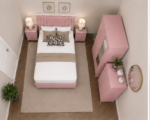 Stylish Home Pink Bedroom Set - Bed, Mirror Wardrobe , Bedside Tables Storage & Modern Look - Image 5