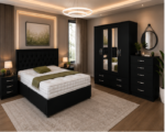 Luxury 4 Door Bedroom Set with Bed, Side Tables & Chest of Drawers