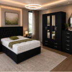 Luxury 4 Door Bedroom Set with Bed, Side Tables & Chest of Drawers