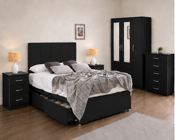 top_left(2) (2) Elegant Black Bedroom Furniture - Drawer Bed, Wardrobe & Chest Drawers - Image 1