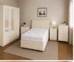 Complete Cream Bedroom Suite - 3 Door Wardrobe with Chest Drawers & Bed Side Tables - Image 4