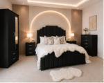 Modern Double Bedroom Furniture Set – Double Bed, 2 Door Mirror Wardrobe with 2 Drawers, 5 Drawer Chest & Bedside Tables - Image 3