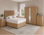 Full Bedroom Furniture Collection – 5 Door Oak Wardrobe, Bed & Bedside Tables - Image 5