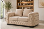 Pearl Elegance Designer Sofa - Champagne Bliss Tufted Loveseat - Image 3