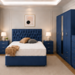 Complete Home Bedroom Package with Wardrobe and Drawer Combination in Blue colors