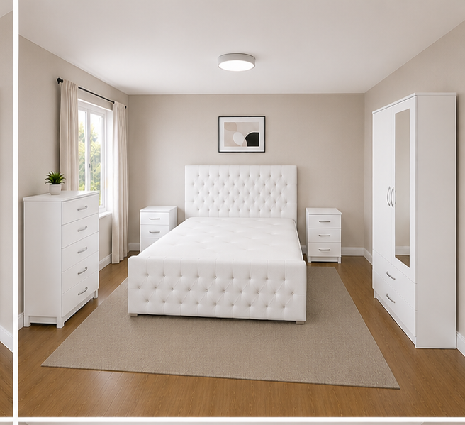 top_right (4) Elegant Bedroom Suite Featuring Bed, Wardrobe & Nightstands - Image 1