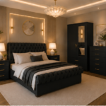 Designer Bedroom Furniture Set with Storage Wardrobe and Side Tables