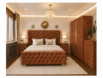 Grand Luxury Bedroom Collection with Tufted Headboard Bed, Wardrobe and Matching Drawer Units
