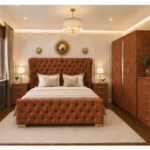 Grand Luxury Bedroom Collection with Tufted Headboard Bed, Wardrobe and Matching Drawer Units