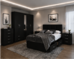 Designer Black Color Bedroom Collection -  Modern Storage Wardrobe, Bed , Chest - Image 2