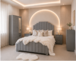 Luxury 4 Piece Bedroom Furniture Set – Double Bed, 2 Door Mirrored Wardrobe with Drawers, Chest of Drawers & 2 Bedside Tables - Image 2