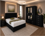 Luxury 4 Door Bedroom Set with Bed, Side Tables & Chest of Drawers - Image 5